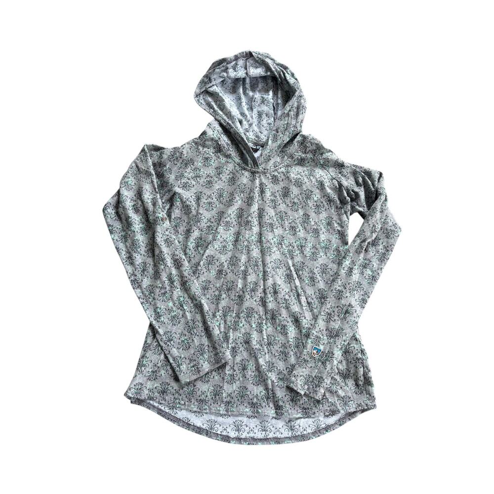 KÜHL Hoodie‎ Top Women’s Gray Floral Print Lightweight Hoodie Long Sleeve Small